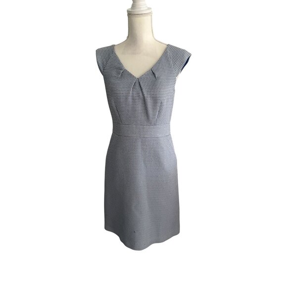 BANANA REPUBLIC Blue White Patterned Work Cocktail Dress Size 6P - Picture 5 of 11